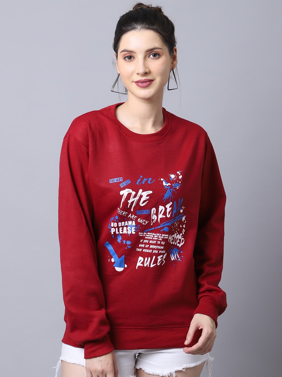 

Obaan Women Red Printed Sweatshirt