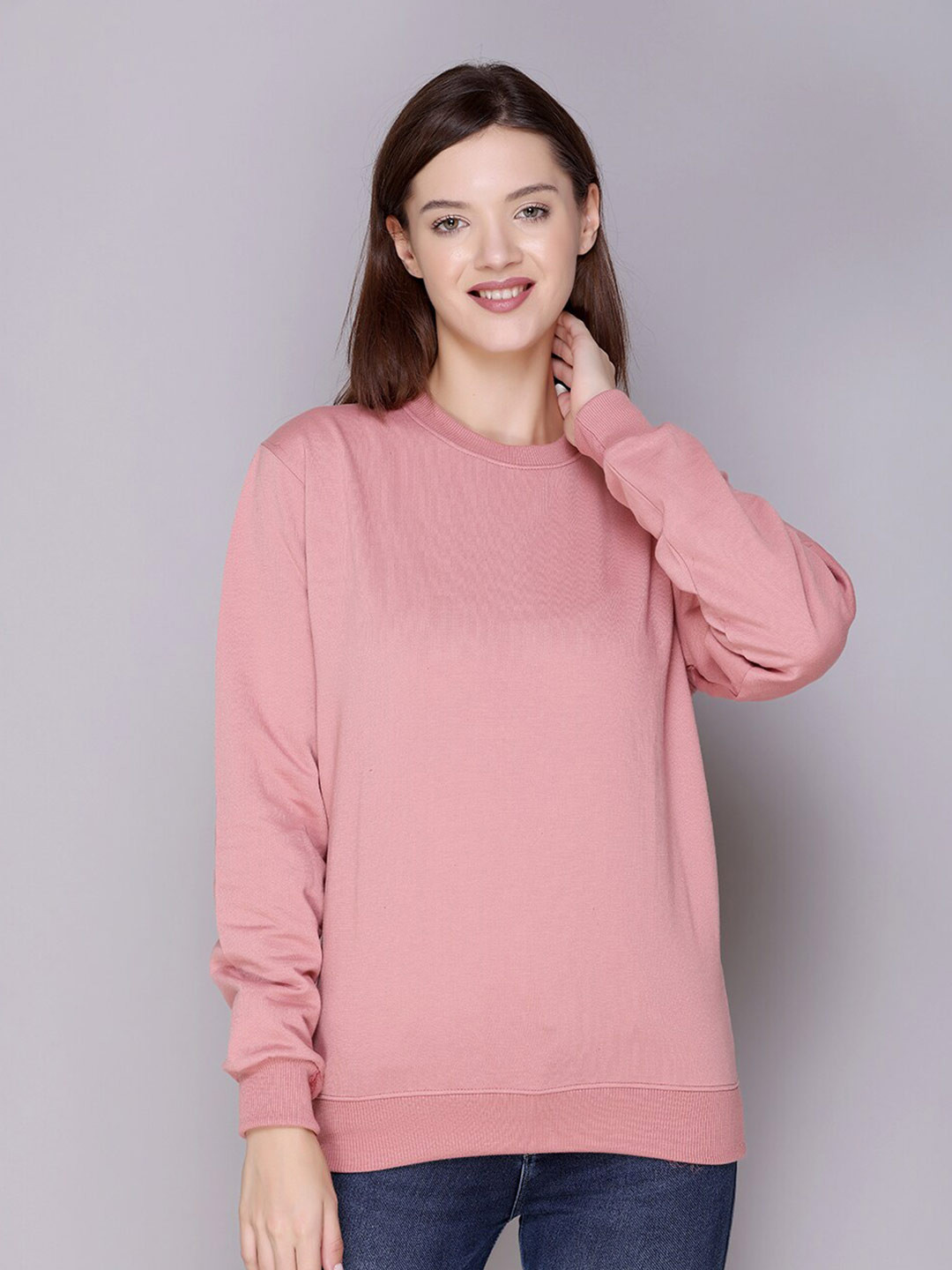 

Obaan Women Pink Solid Sweatshirt