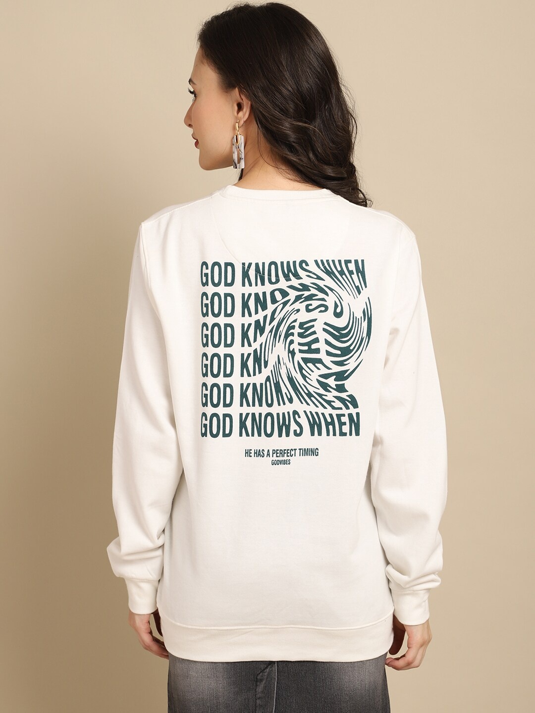 

Obaan Women White Printed Sweatshirt