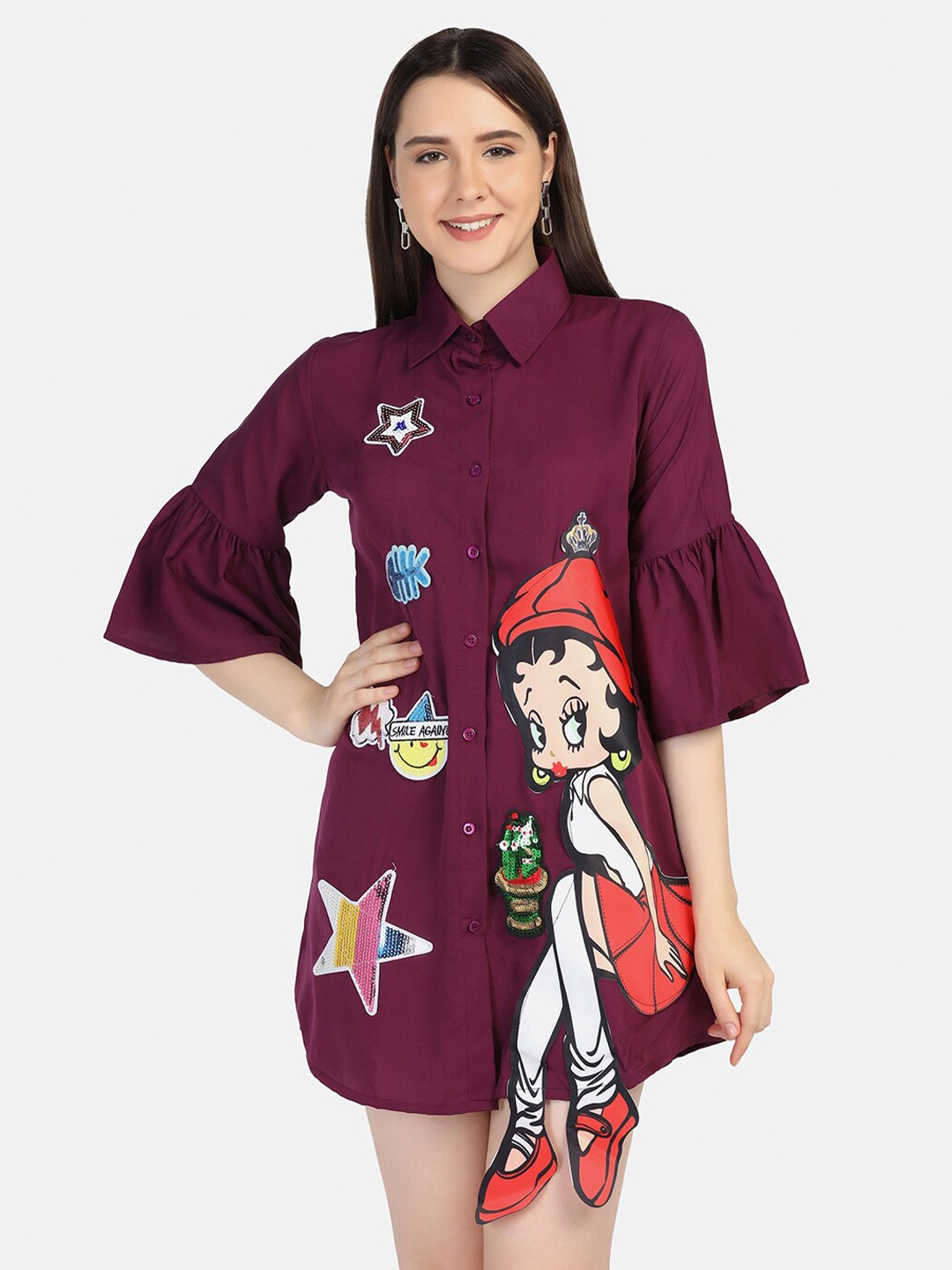 

BUY NEW TREND Women Pink Crepe Shirt Dress