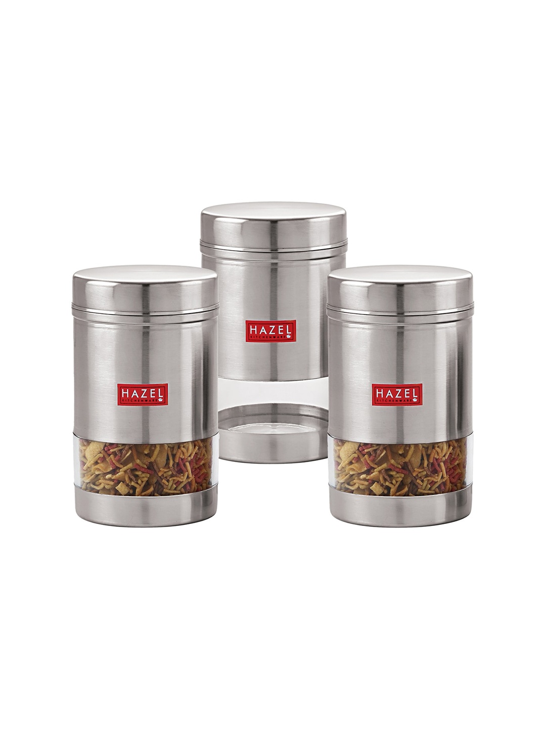 

HAZEL Silver-Toned Set Of 5 Stainless Steel Containers Kitchen Storage 1.2 L Each