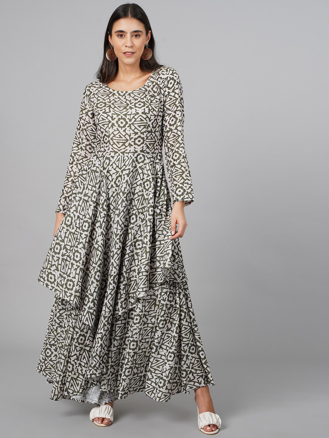 

SCORPIUS Women Green Ethnic Motifs Maxi Maxi Dress