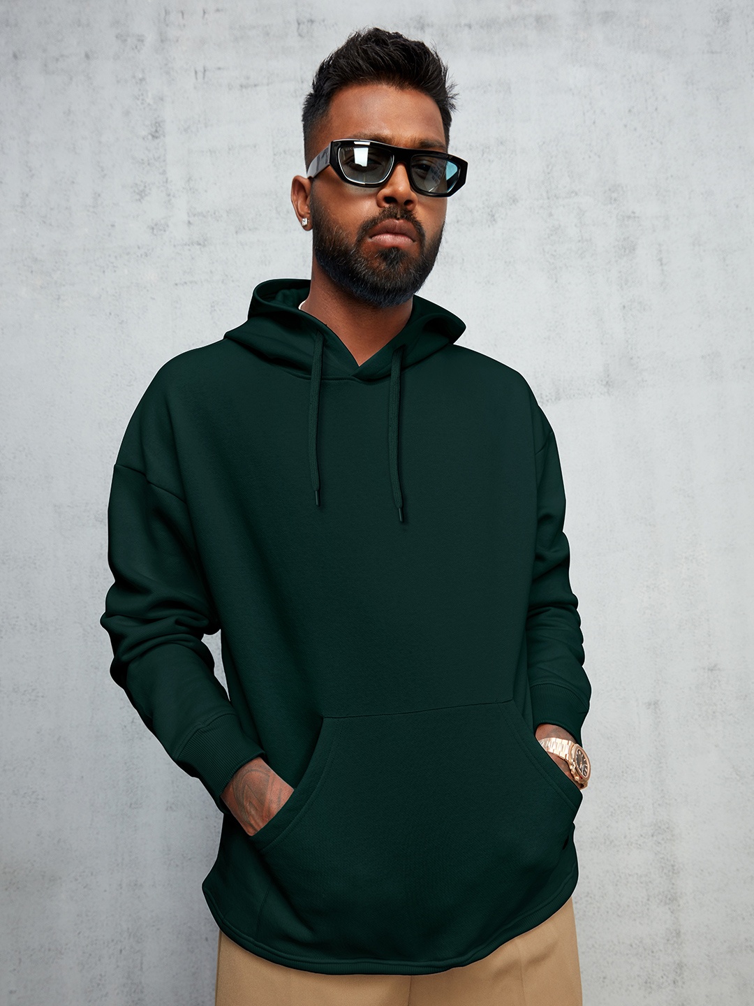 

The Souled Store Men Green Hooded Oversized Sweatshirt