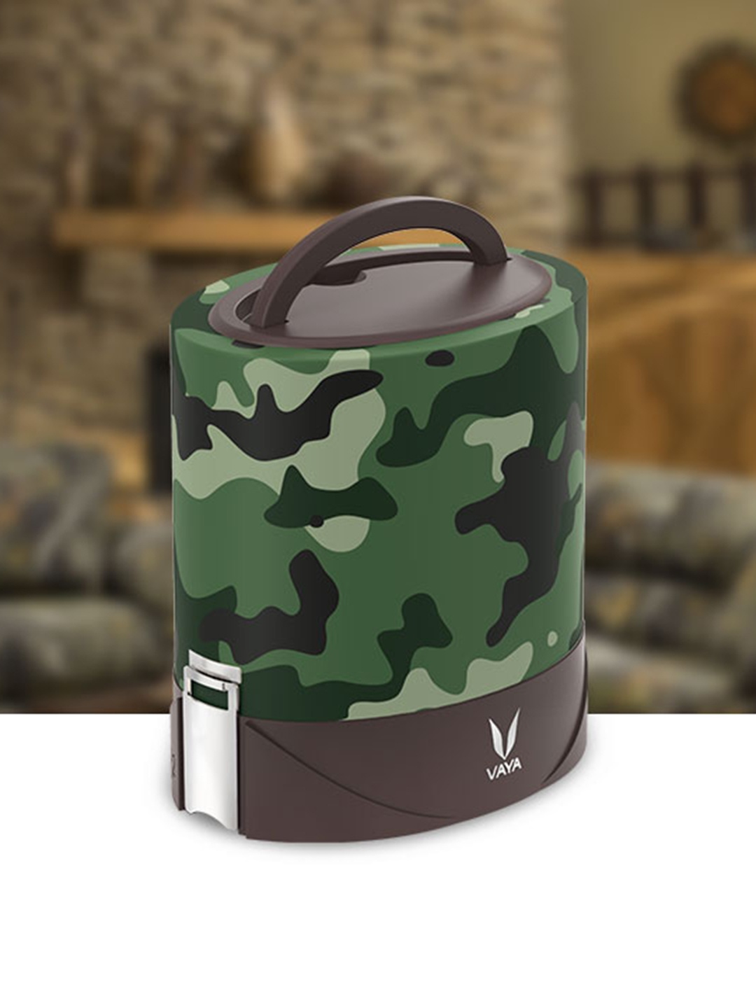 

Vaya Tyffyn Flex Green Printed Stainless Steel Lunch Box With 4 Containers 1 L