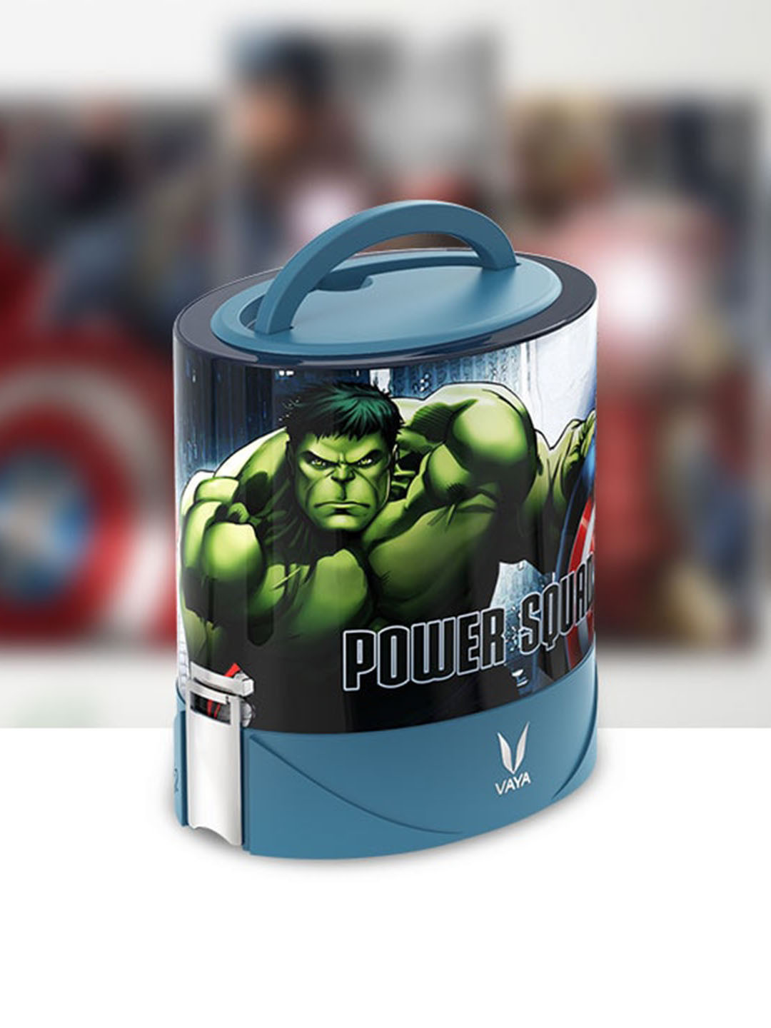 

Vaya Tyffyn Flex Blue Avengers with BM Printed Stainless Steel Lunch Box With Cover 1 L