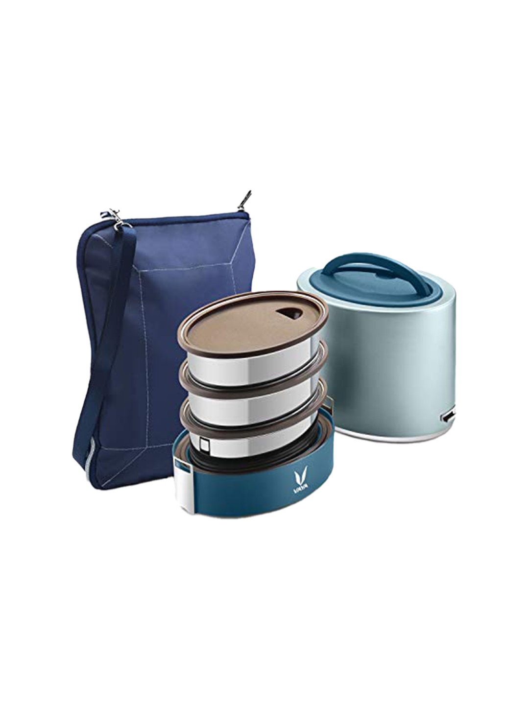 

Vaya Tyffyn Flex Blue Stainless Steel Lunch Box With 4 Containers 1 L