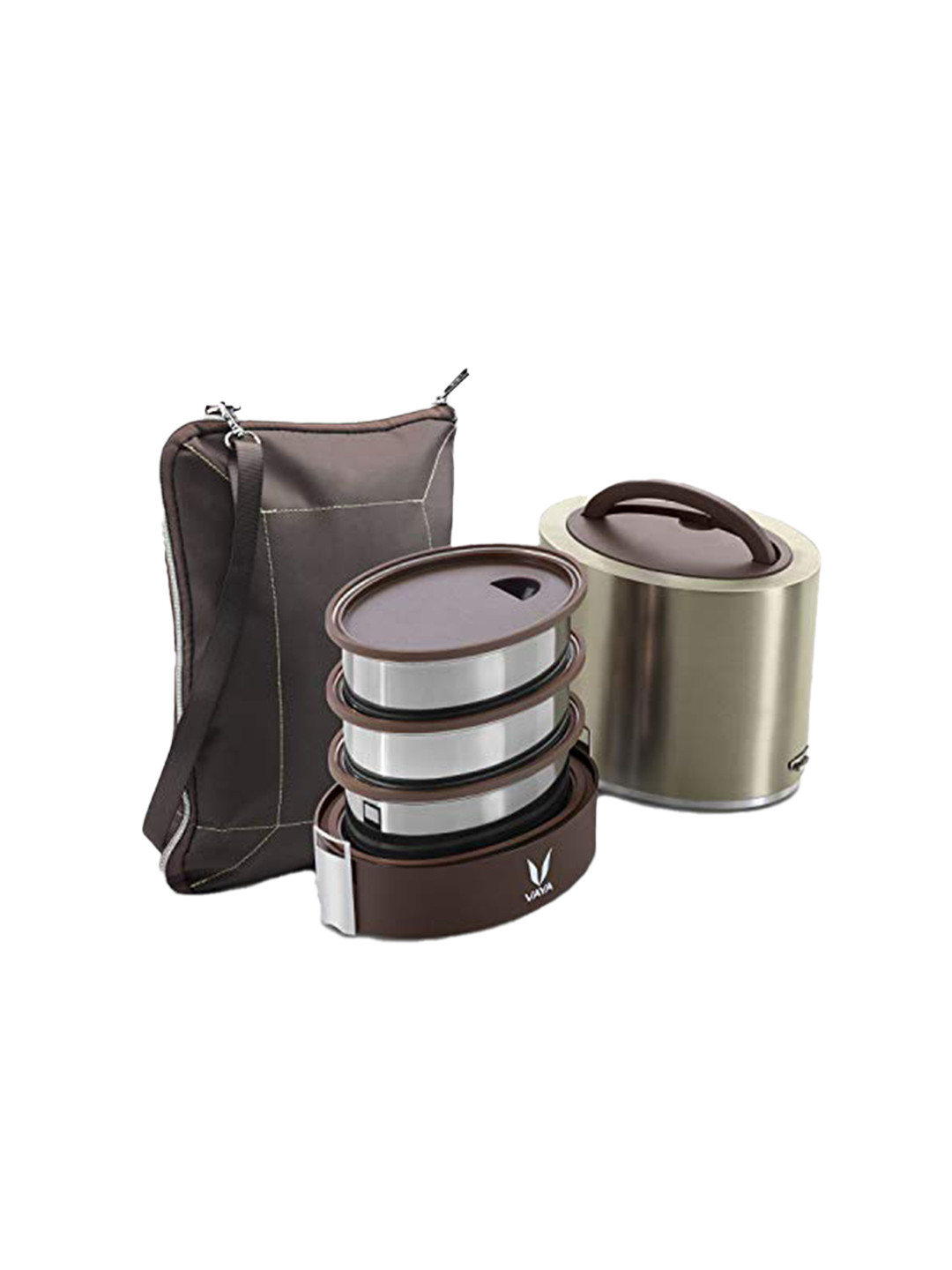 

Vaya Metallic & Steel-Toned Solid Stainless steel Lunch Boxes