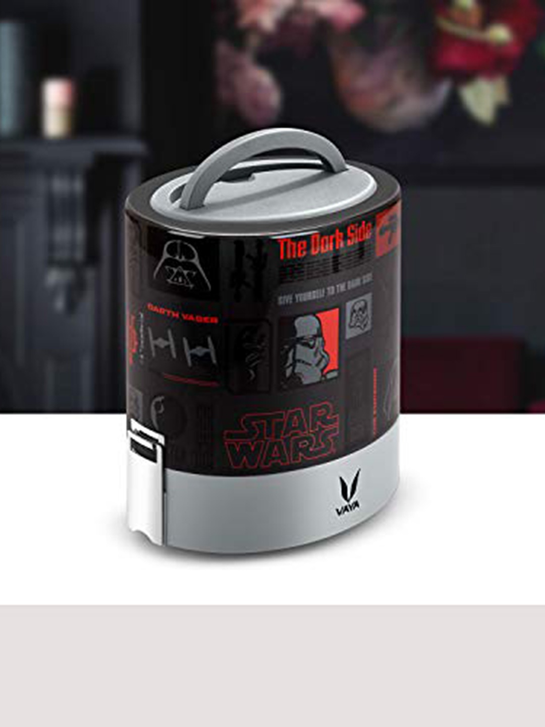 

Vaya Black Star Wars Print Stainless Steel Lunch Box With Cover 1 L