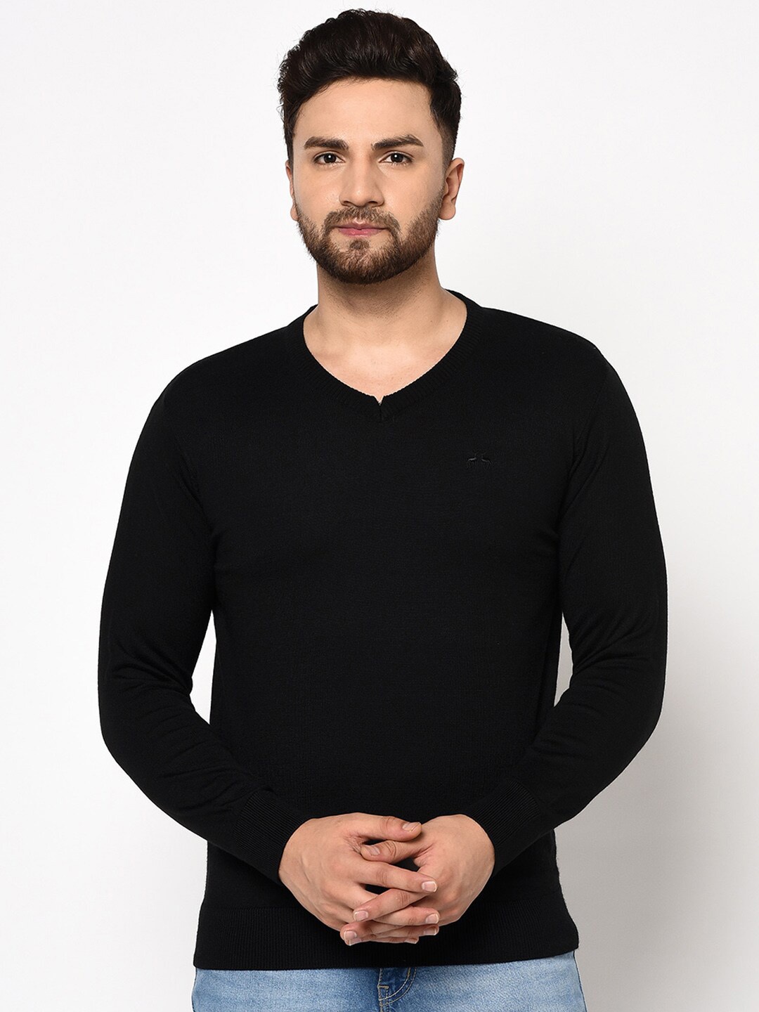 

98 Degree North Men Black Solid Pullover