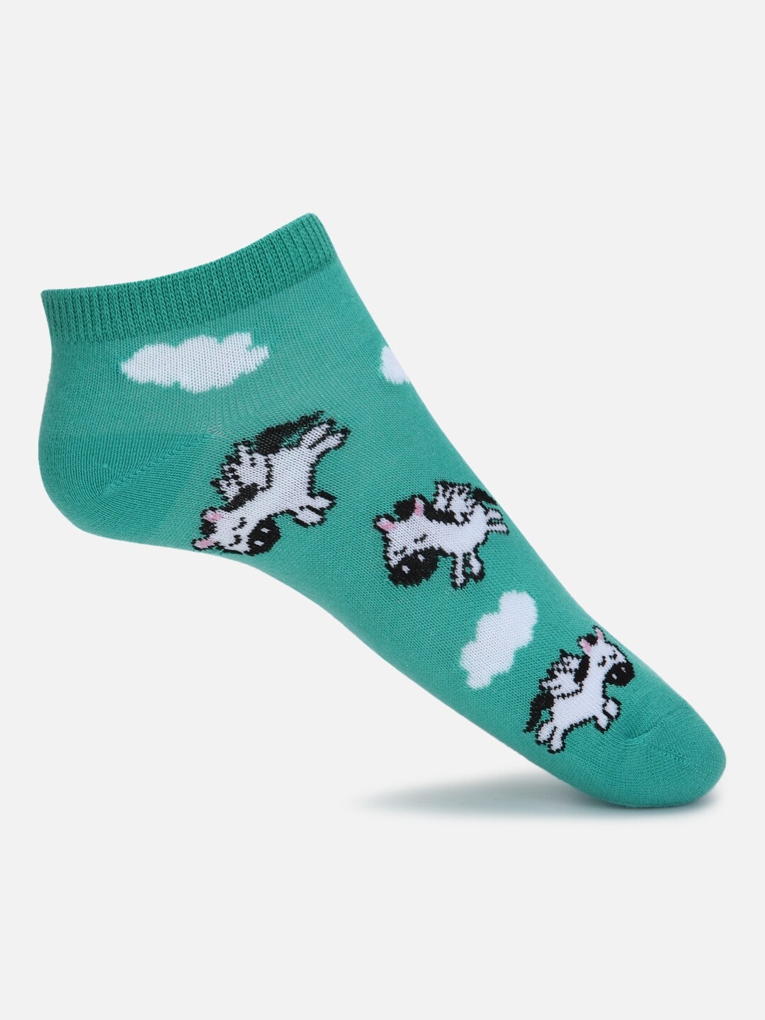 

FOREVER 21 Women Blue & White Patterned Ankle-Length Socks