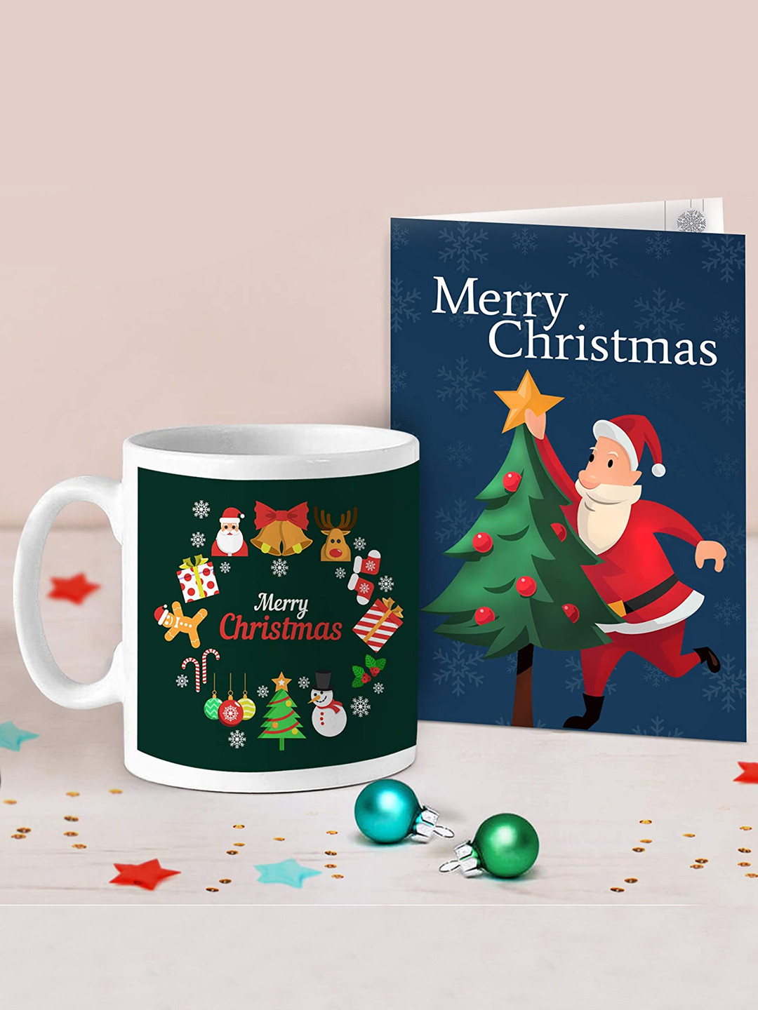 

TIED RIBBONS Christmas Printed Coffee Mug with Greeting Card Gift Pack, Black