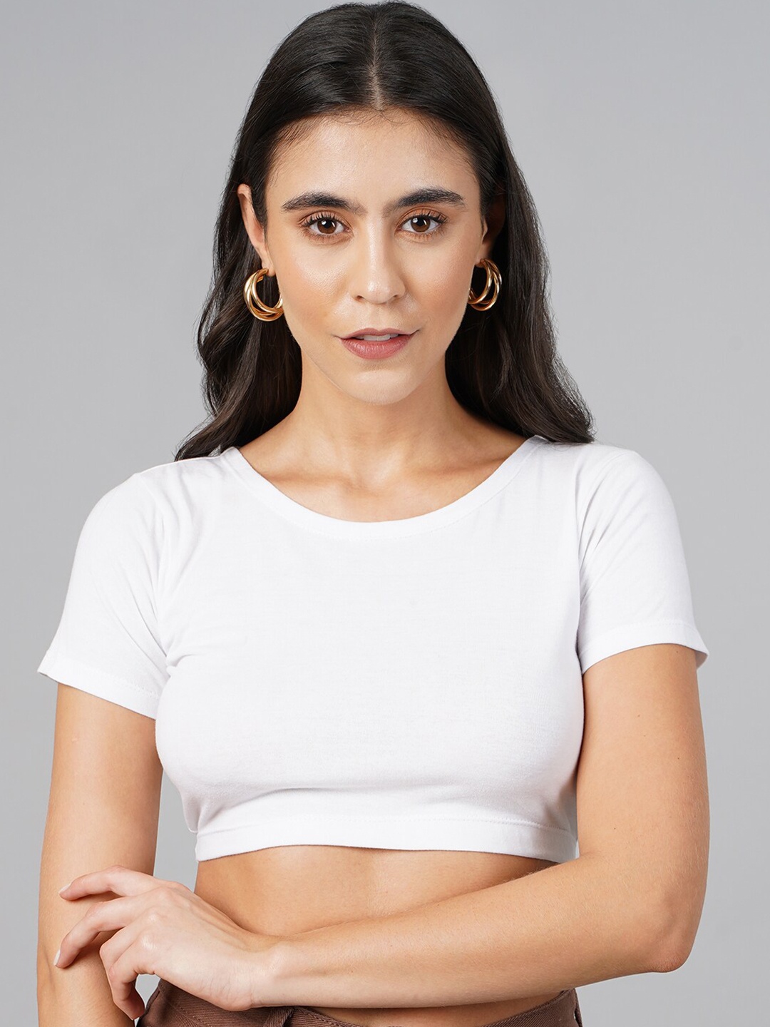 

SCORPIUS Women White Styled Back Crop Top