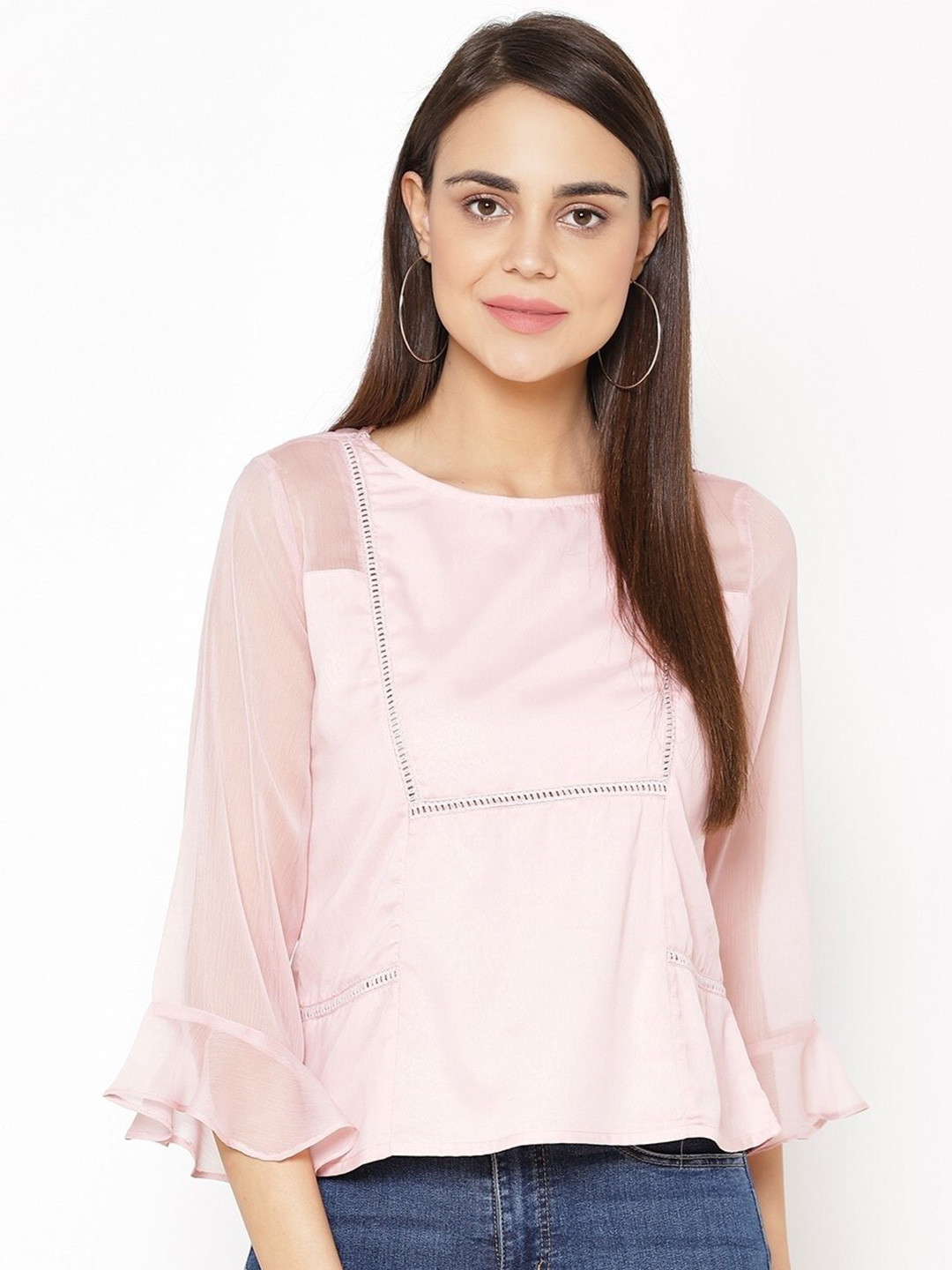 

Carlton London Women Pink Solid Georgette Top