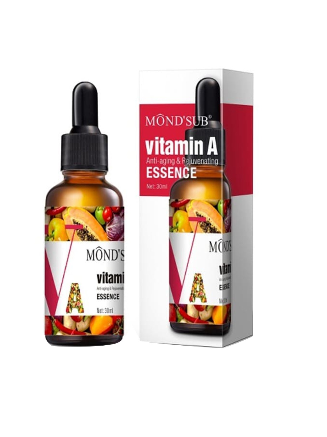 

MONDSUB Set Of 2 Vitamin A & Hyaluronic Acid Essences 30ml Each, Transparent