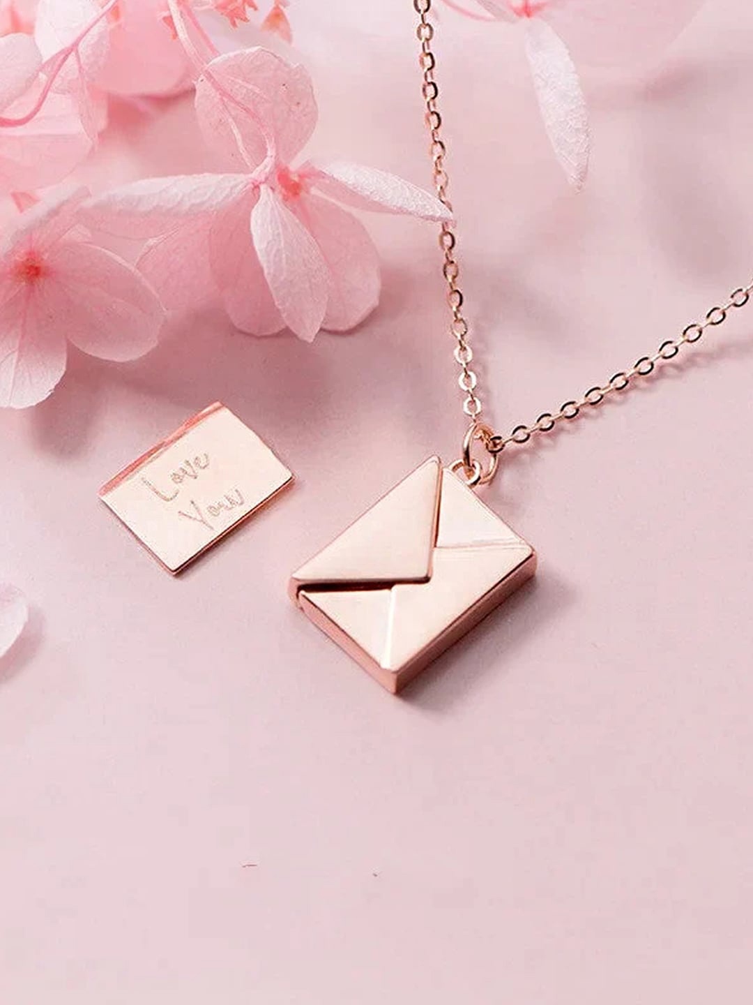 

Yellow Chimes Rose Gold Plated Staineless Steel Love Letter Envolope Pendant Chain