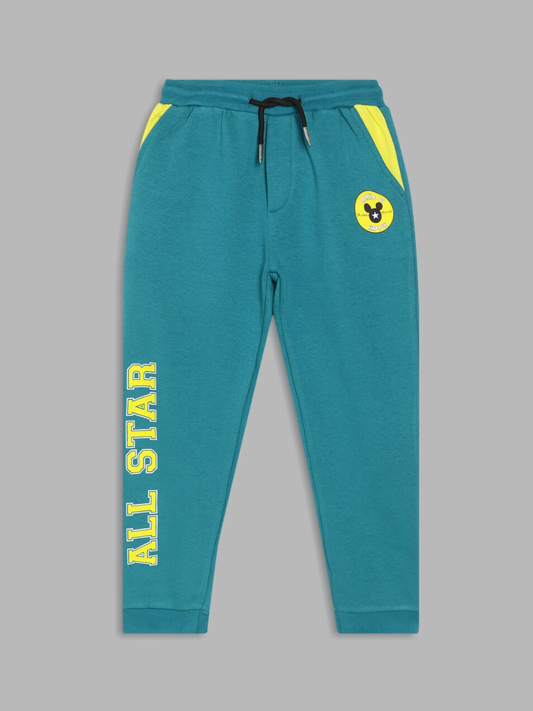 

Blue Giraffe Boys Teal Blue Printed Cotton Regular-Fit Joggers