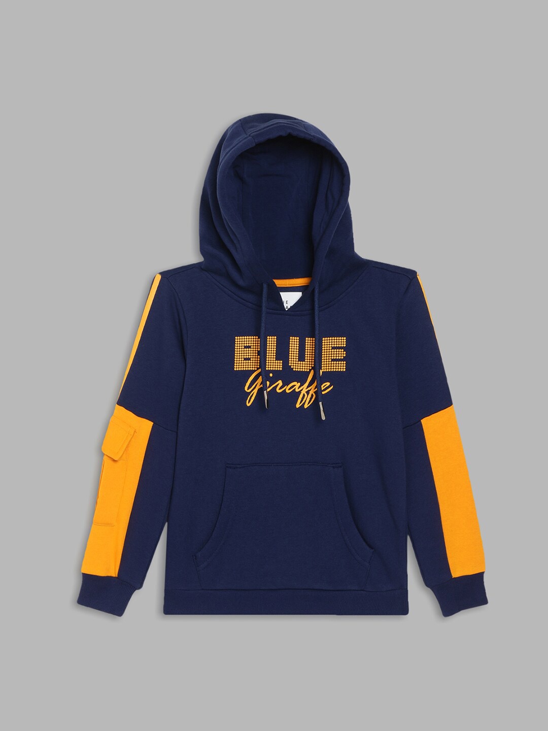 

Blue Giraffe Boys Multicoloured Printed Hooded Sweatshirt, Navy blue