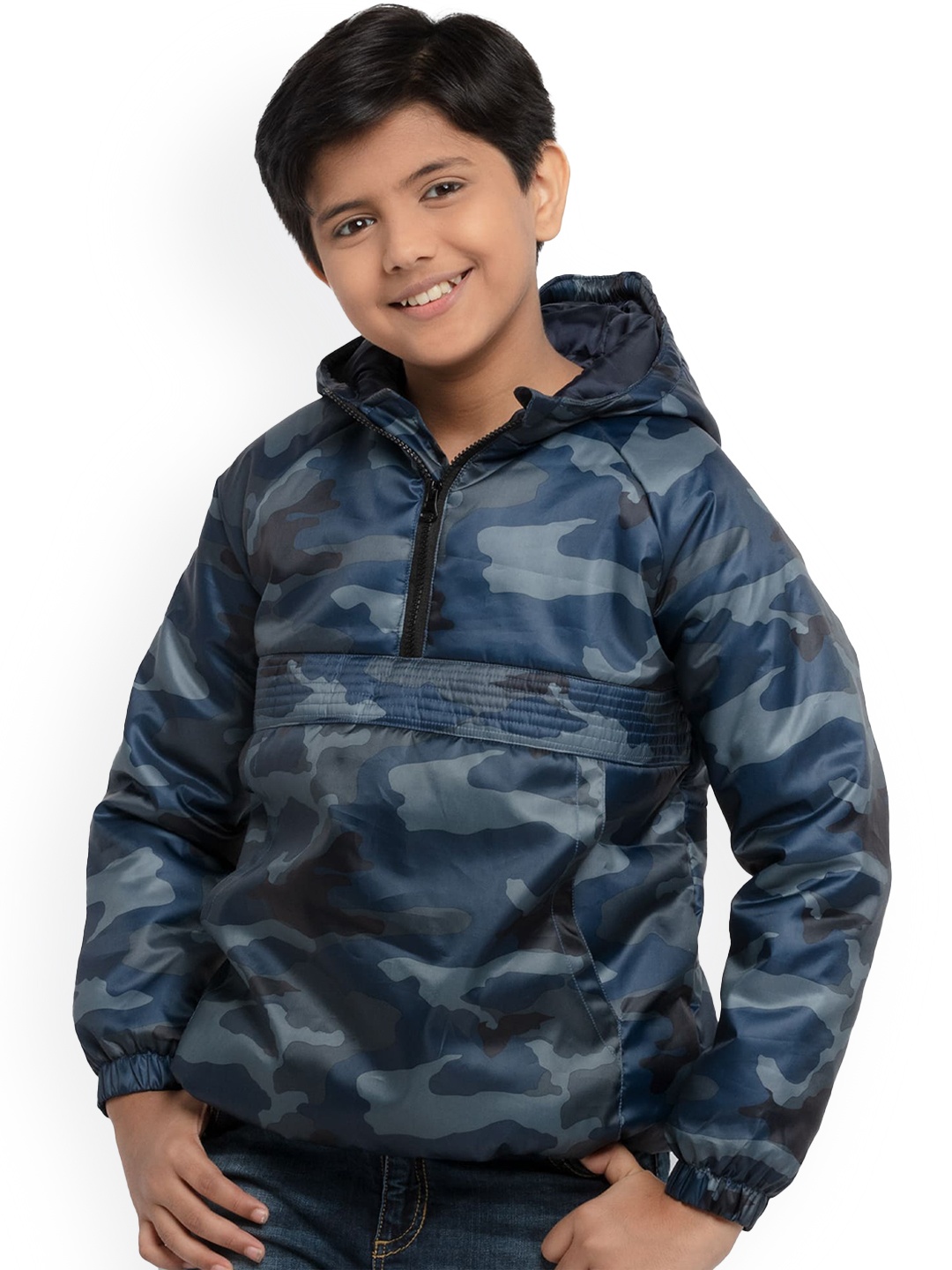 

UNDER FOURTEEN ONLY Boys Blue Camouflage Bomber Jacket