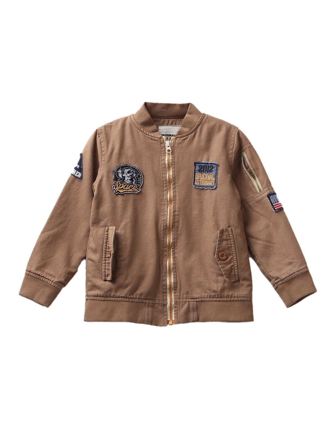 

UNDER FOURTEEN ONLY Boys Brown Tailored Jacket with Patchwork