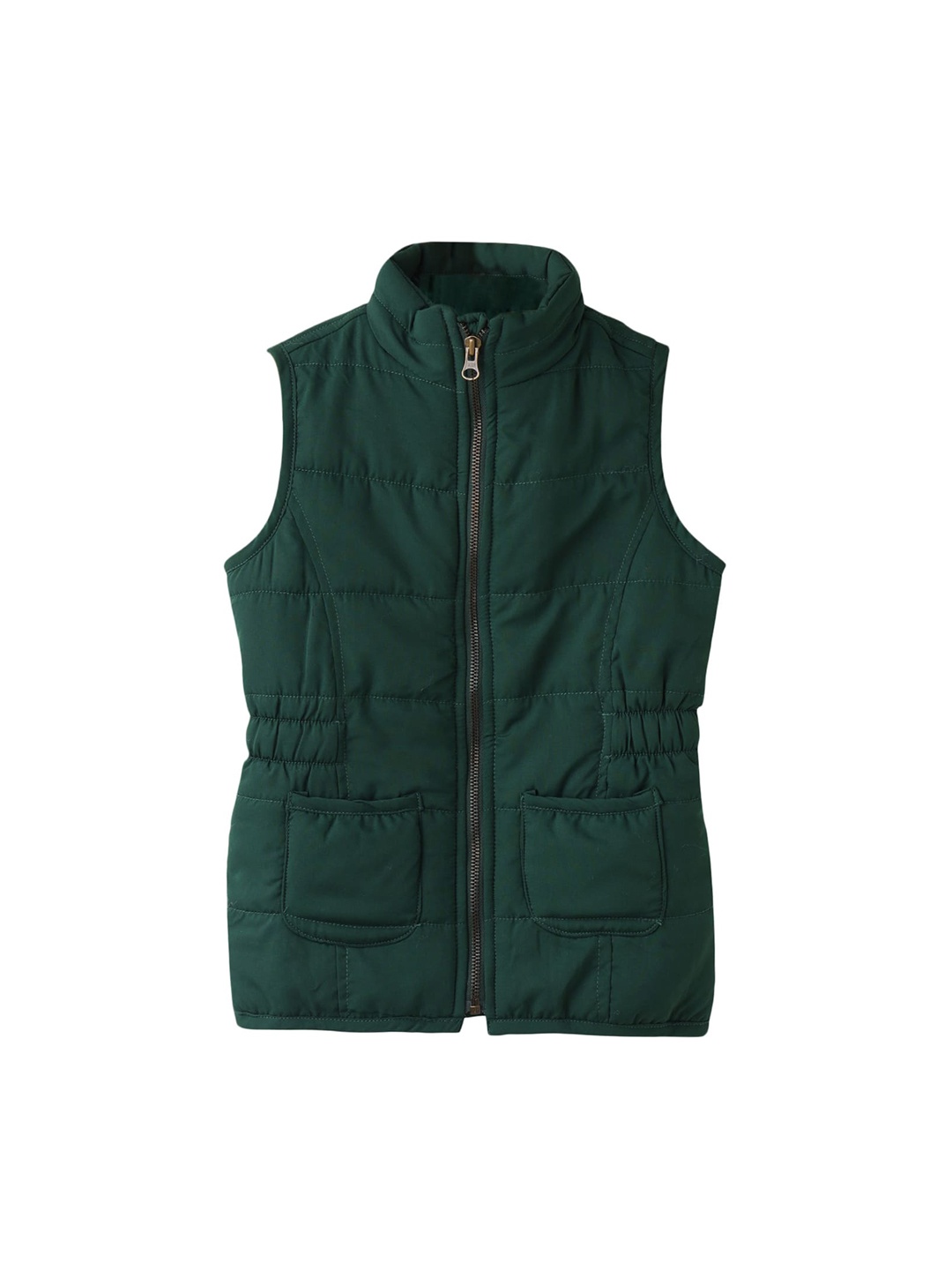 

UNDER FOURTEEN ONLY Girls Green Checked Longline Padded Jacket