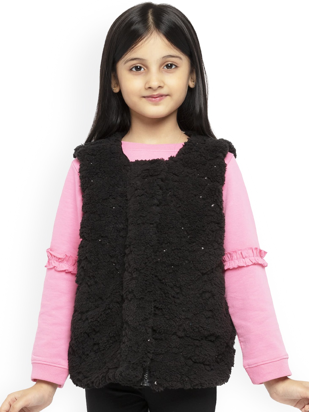 

UNDER FOURTEEN ONLY Girls Black Sweater Vest