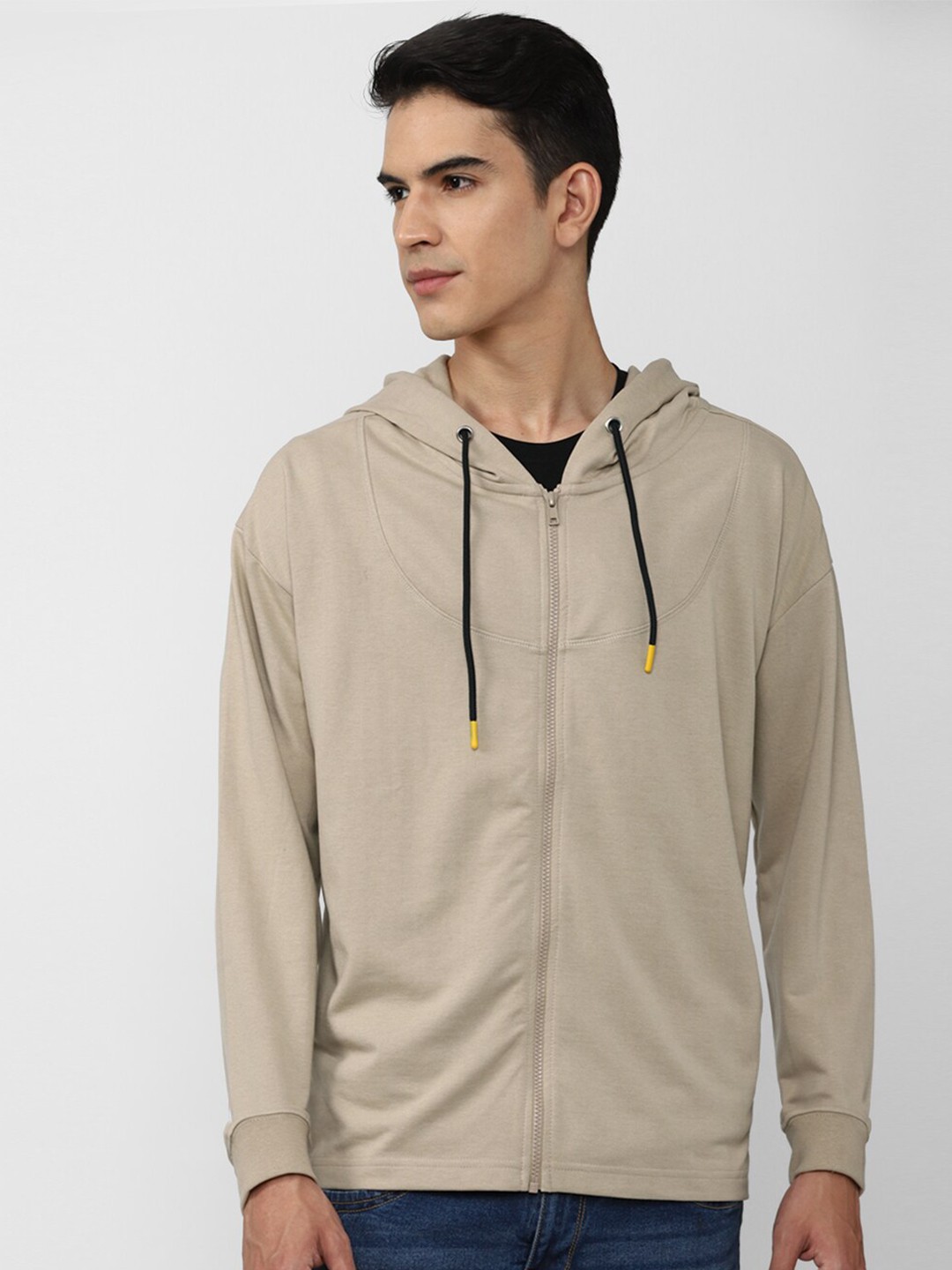 

FOREVER 21 Men Beige Cotton Sweatshirt