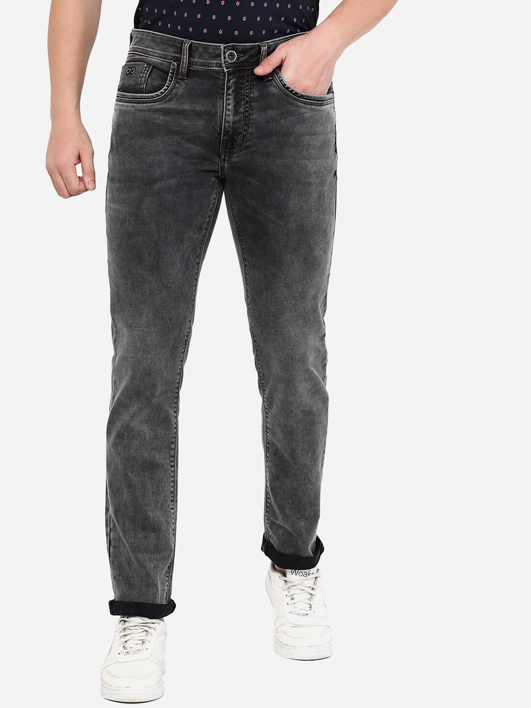 

JADE BLUE Men Grey Slim Fit Cotton Heavy Fade Jeans