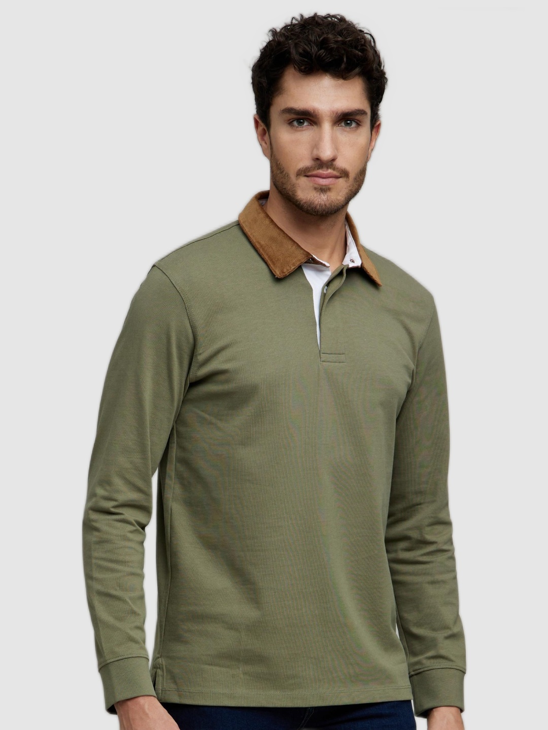 

Celio Men Olive Green Polo Collar Cotton T-shirt