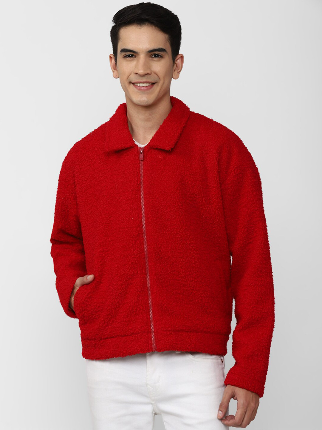 

FOREVER 21 Men Red Solid Tailored Jacket