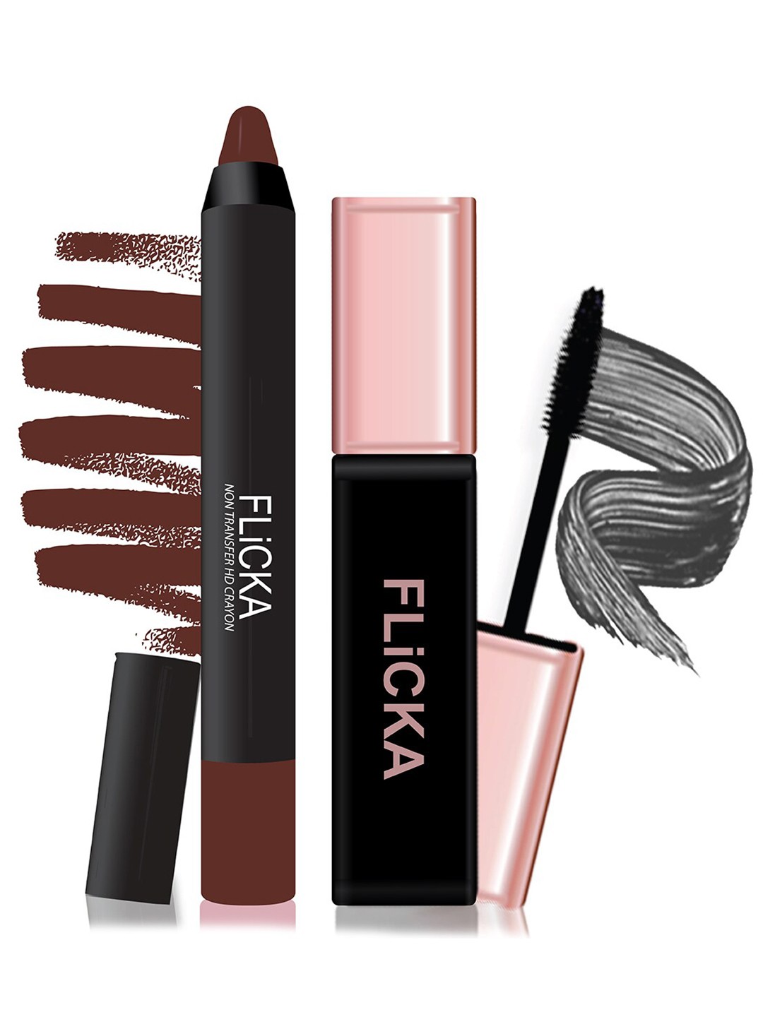 

FLiCKA Set of Lipsence Lasting Matte Lipstick-Binge Watching + Last it Out Mascara-Black, Brown
