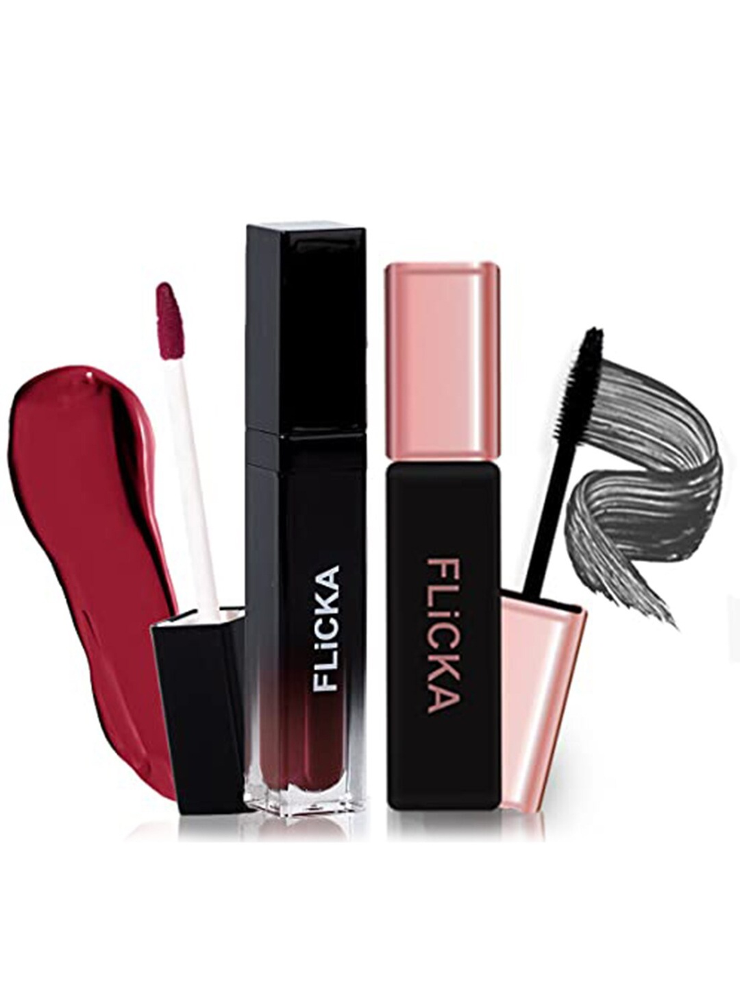 

FLiCKA Set of Set & Attack Matte Lipstick-Raving Rust 15 + Last it Out Mascara - Black