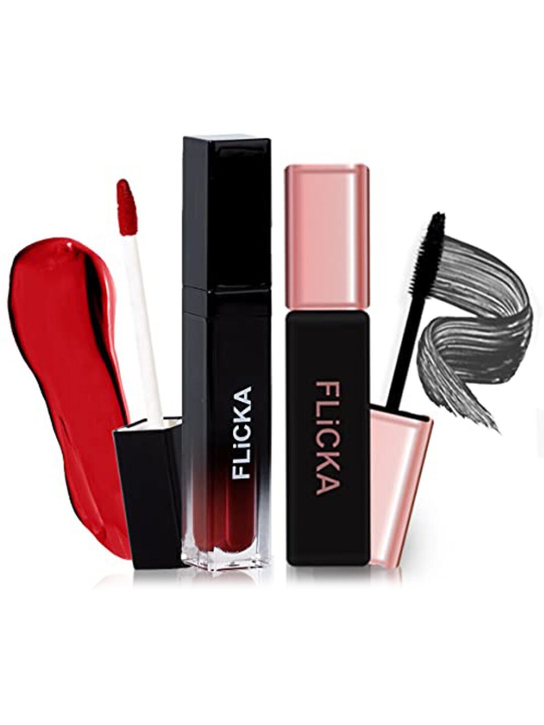 

FLiCKA Set&Attack Liquid Matte Lipstick - Mexican Red with Last it Out Mascara - Black