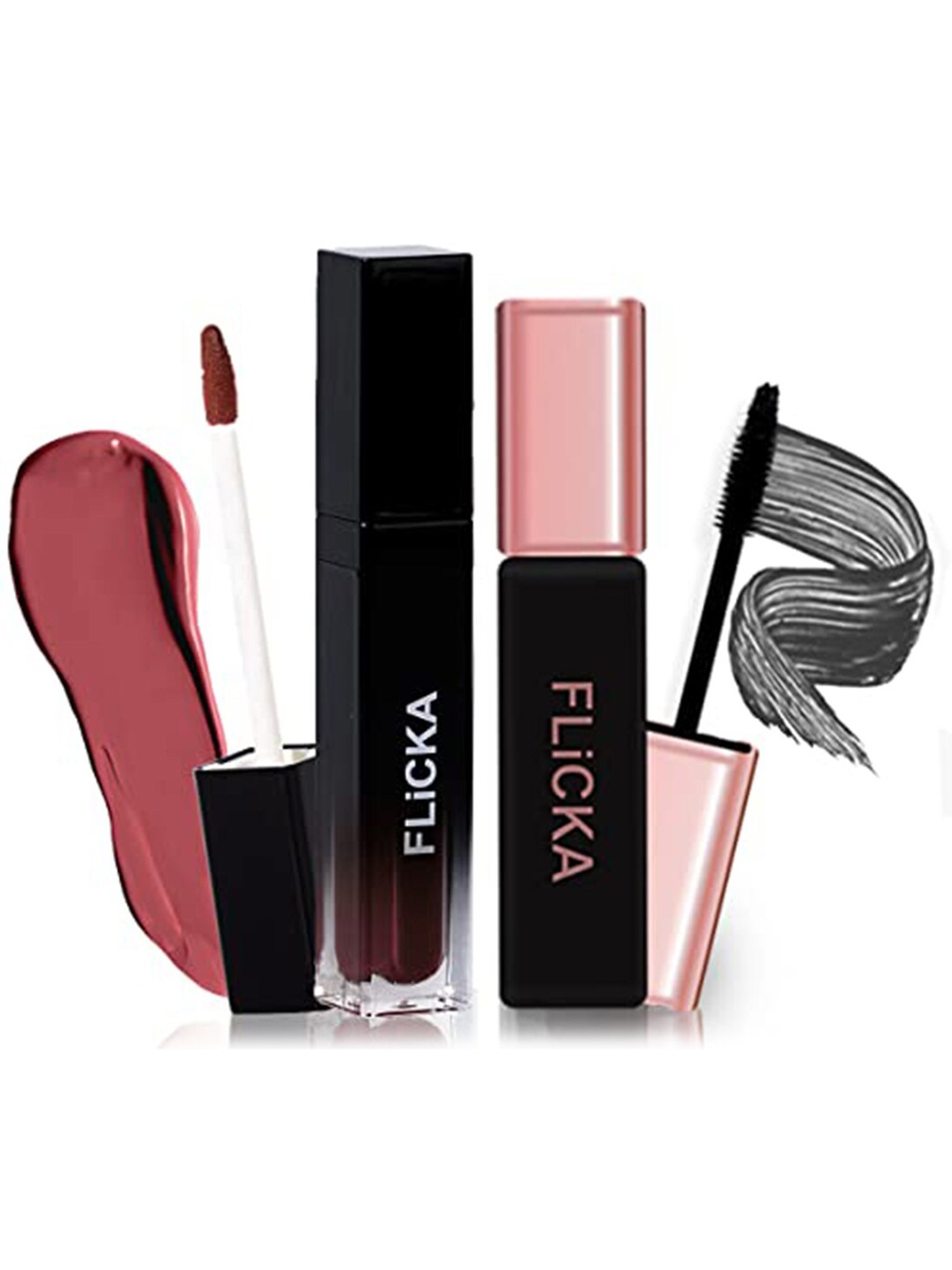 

FLiCKA Set&Attack Liquid Matte Lipstick - Walnut Wonder with Last it Out Mascara - Black, Brown