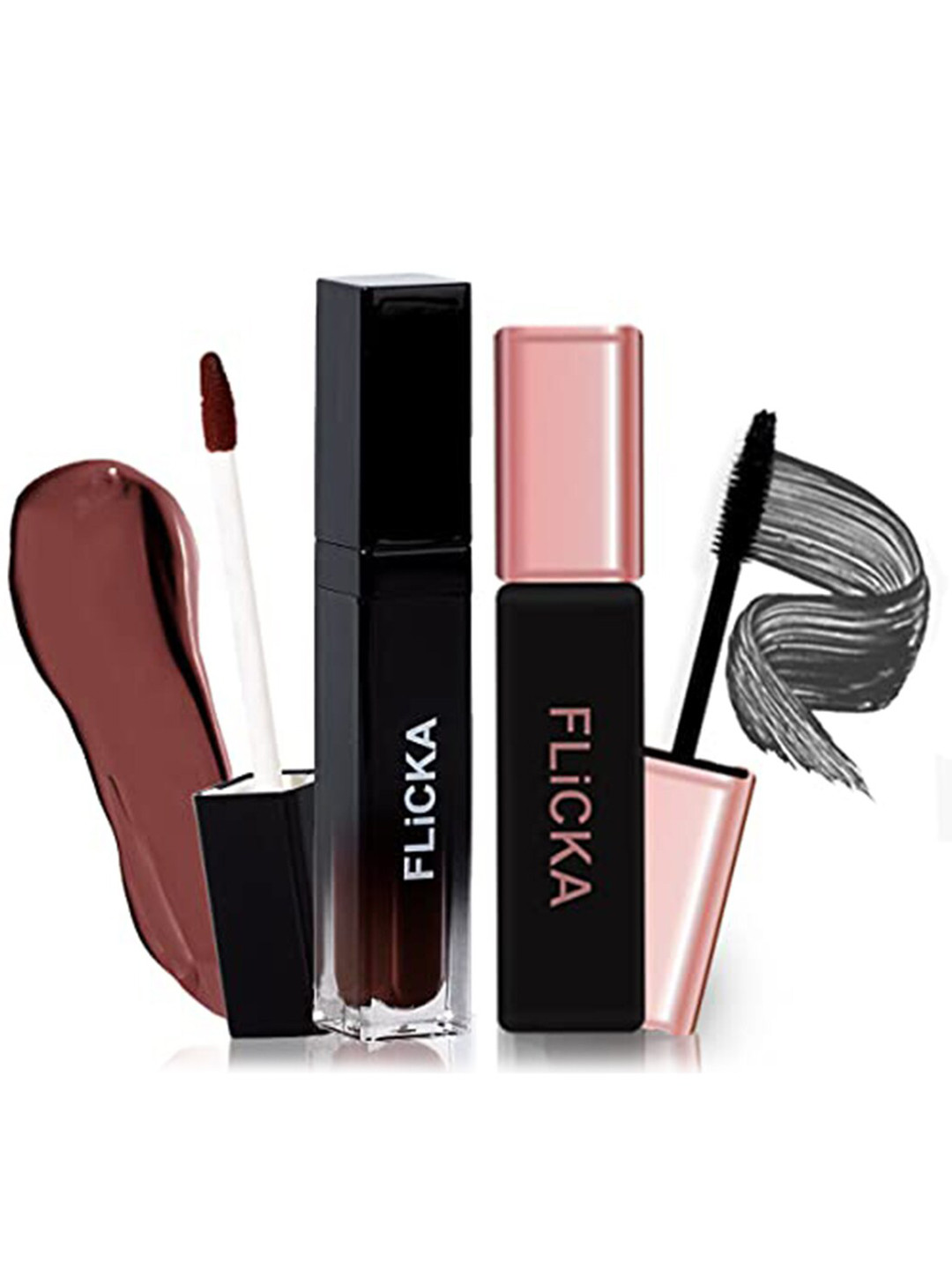 

FLiCKA Set&Attack Liquid Matte Lipstick - Brown Bakery with Last it Out Mascara - Black