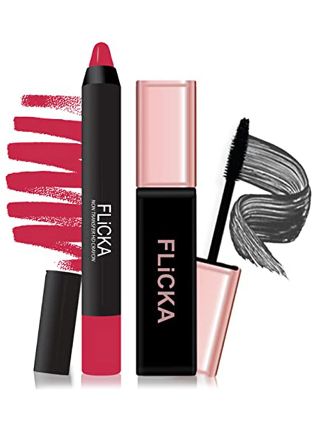 

FLiCKA Lasting Lipsence Matte Lipstick Pink Shade - 02 & Last it Out Mascara Black 9ML