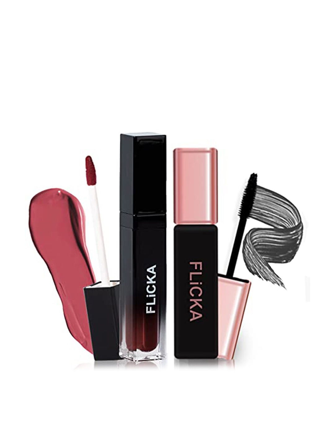 

FLiCKA Set & Attack Liquid Matte Lipstick Coral Nude & Last it Out Mascara Black 9ML
