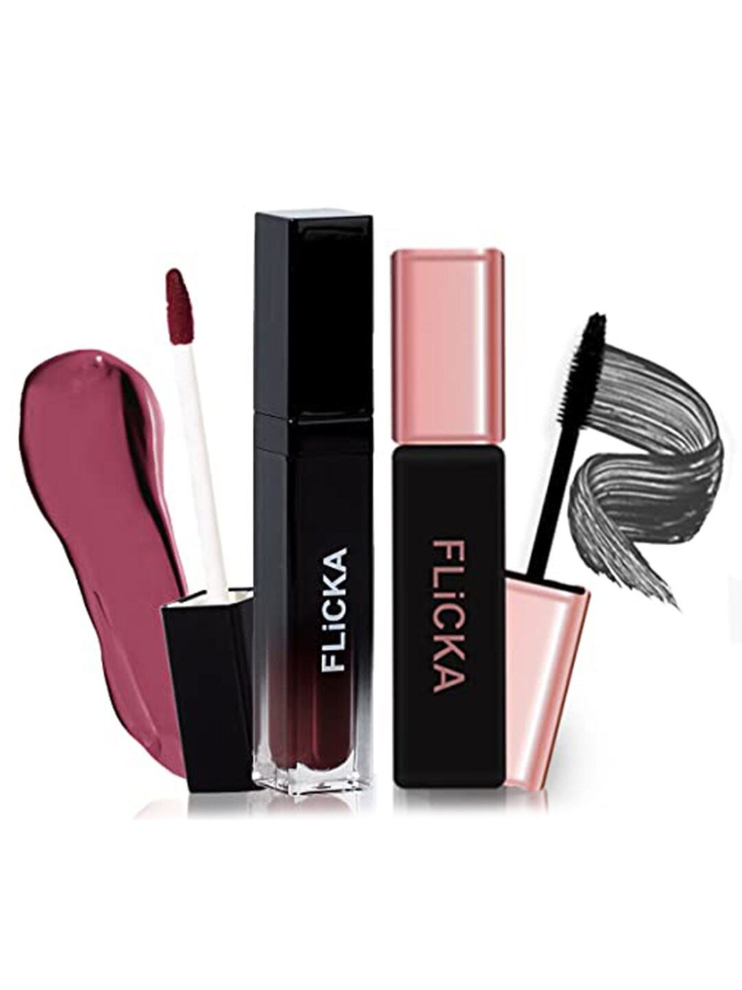 

FLiCKA Set & Attack Matte Lipstick 7ml -16 First Love + Lash It Out Mascara 9ml - Black, Mauve