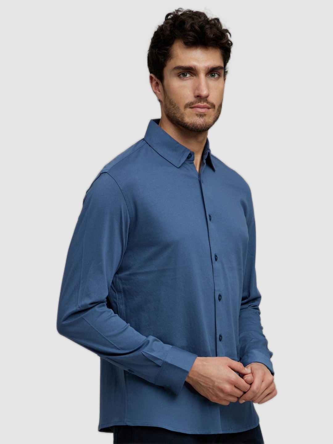 

Celio Men Blue Solid Cotton Classic Casual Shirt