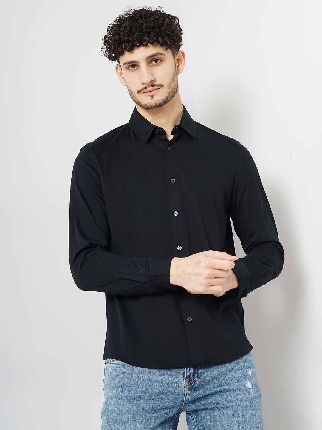 

Celio Men Black Classic Cotton Casual Shirt
