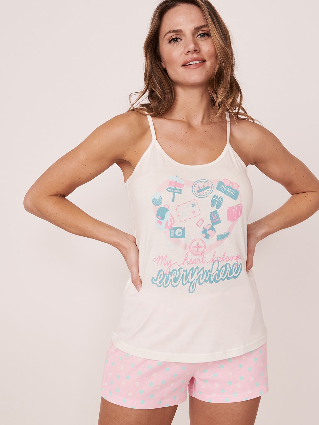 

La Vie en Rose Women White Printed Pure-Cotton Camisoles