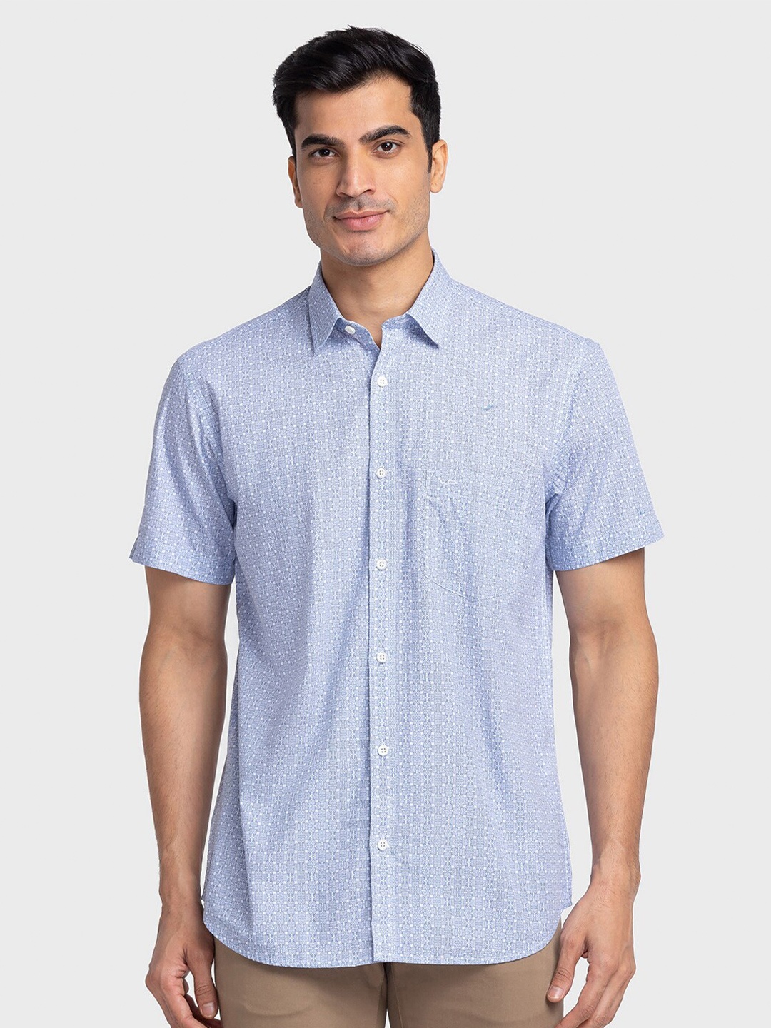 

ColorPlus Men Blue Tailored Fit Cotton Casual Shirt