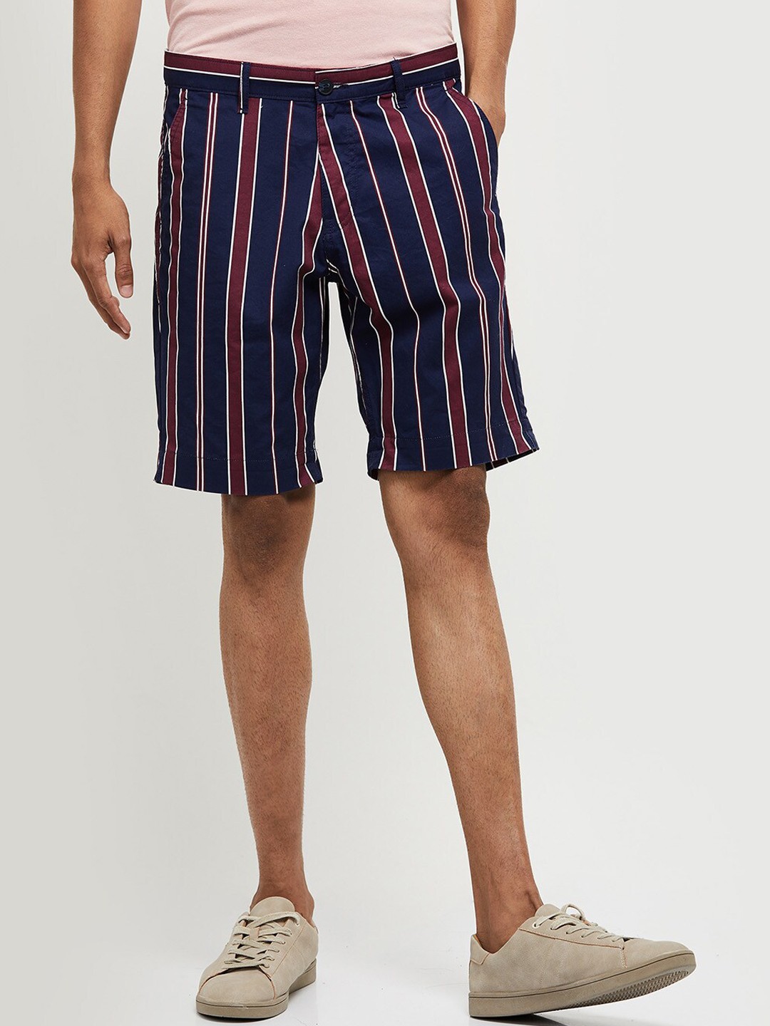 

max Men Red Striped Pure Cotton Shorts
