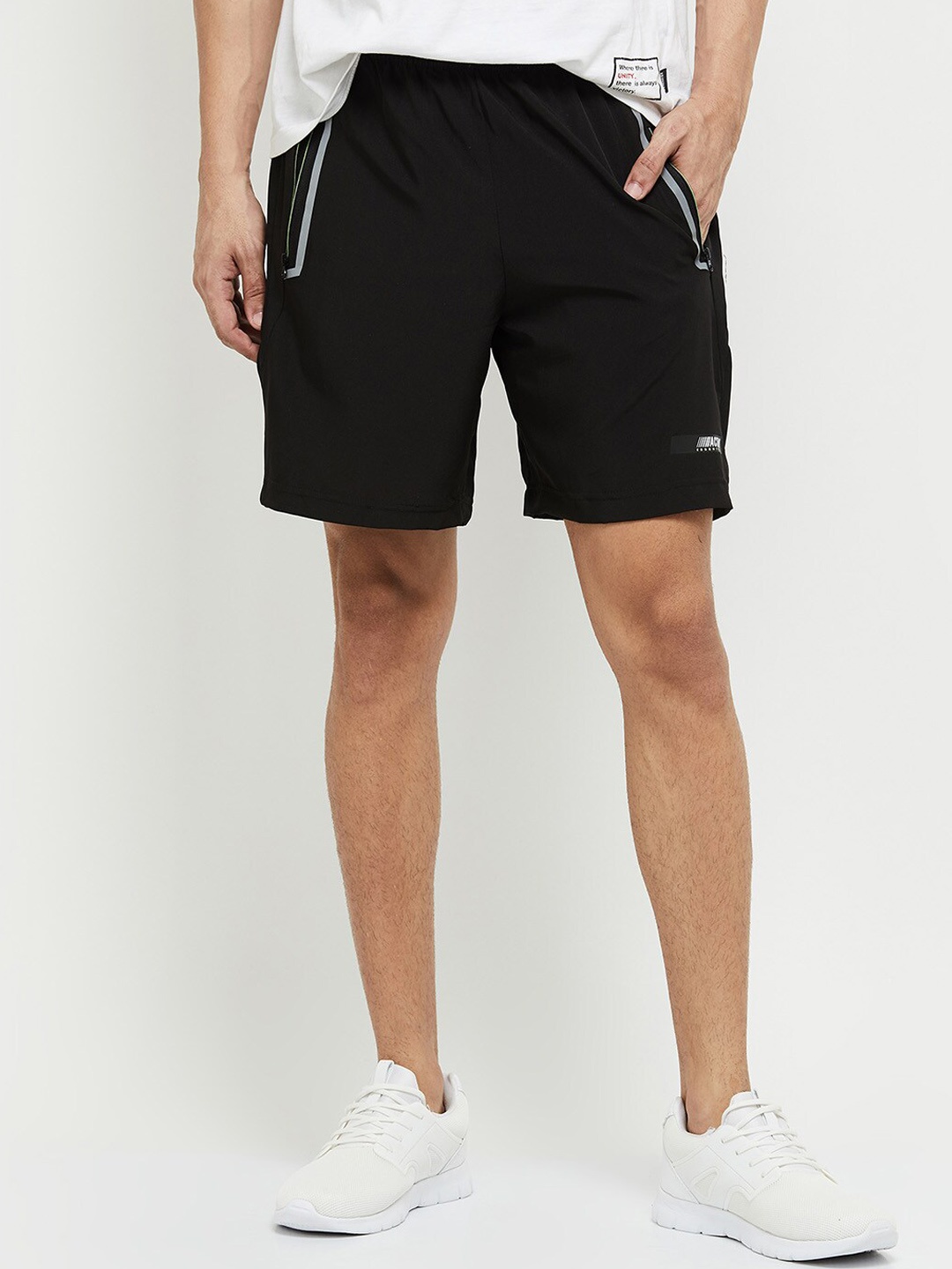 

max Men Black Mid-Rise Regular Shorts