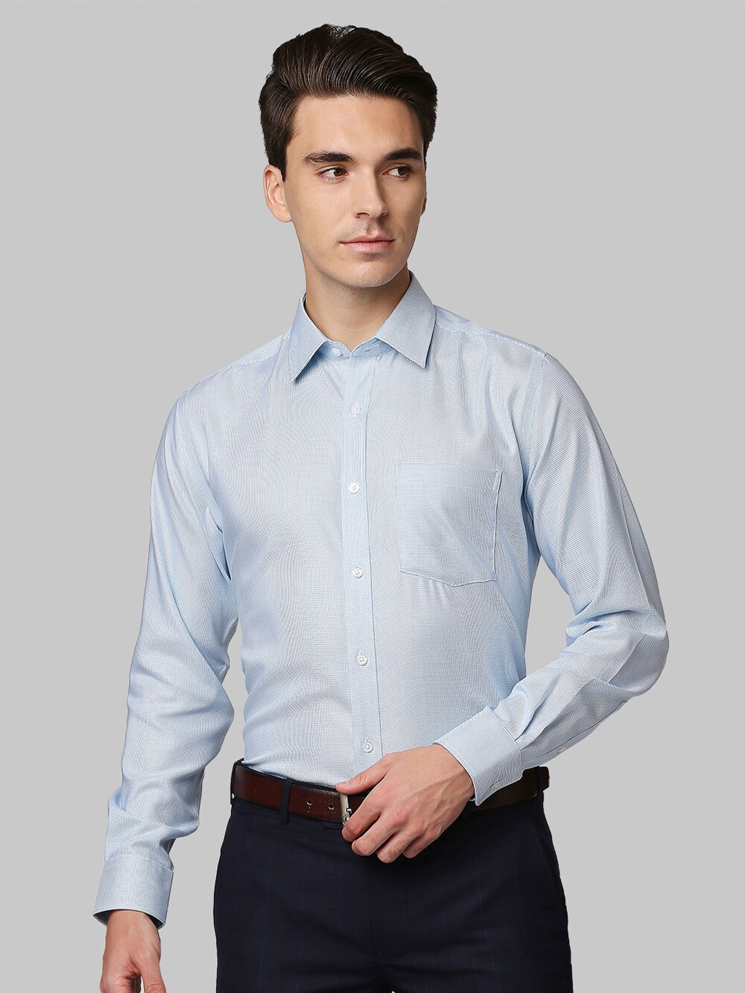 

Park Avenue Men Blue Checked Formal Shirt