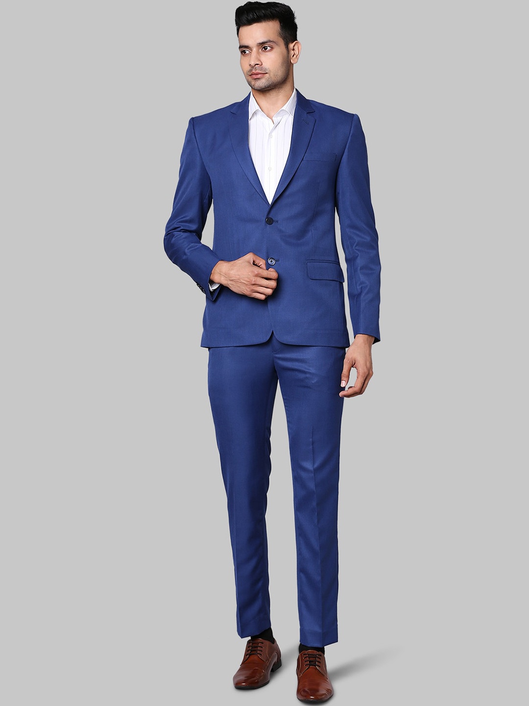 

Park Avenue Men Dark Blue Solid Slim-Fit Single-Breasted 2-Piece Formal Suit