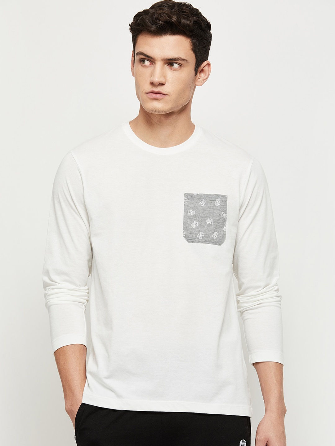 

max Men White Solid Lounge T-shirts