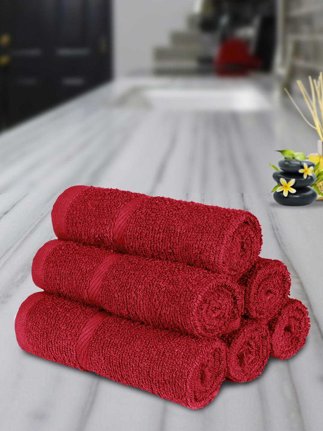 

Bedspun Pack Of 6 Burgundy Solid 100% Terry Cotton 350GSM Face Towels