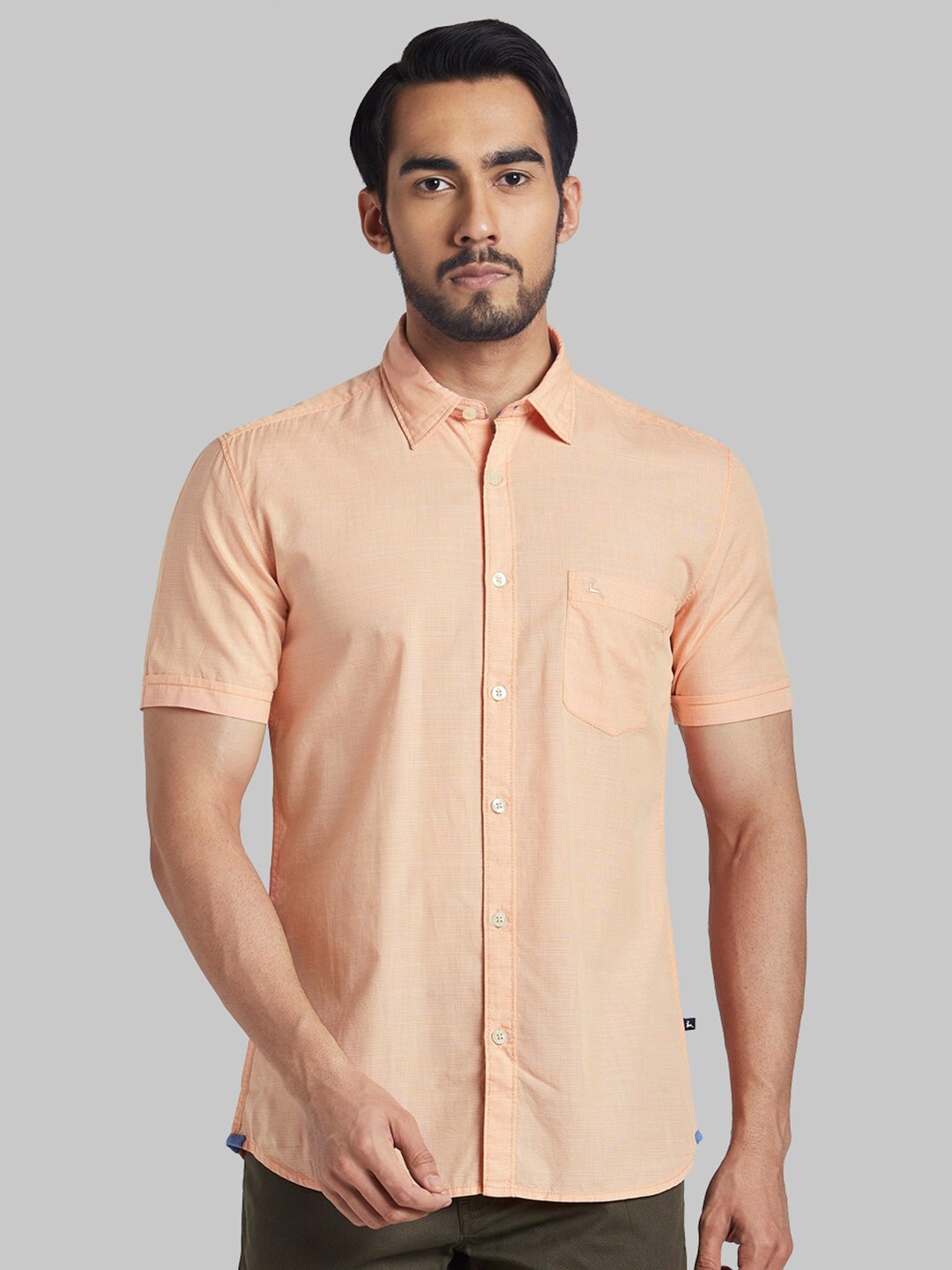 

Parx Men Orange Solid Slim Fit Cotton Casual Shirt