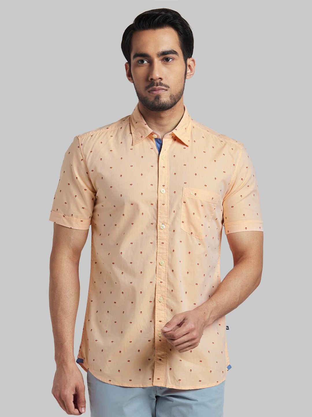 

Parx Men Orange Slim Fit Printed Cotton Casual Shirt
