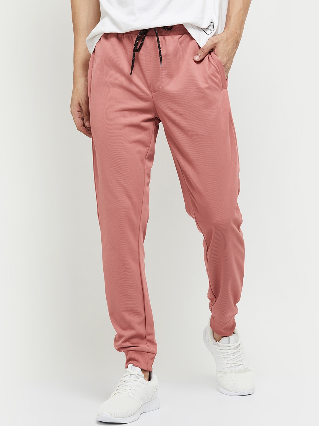 

max Men Rust-Brown Solid Joggers